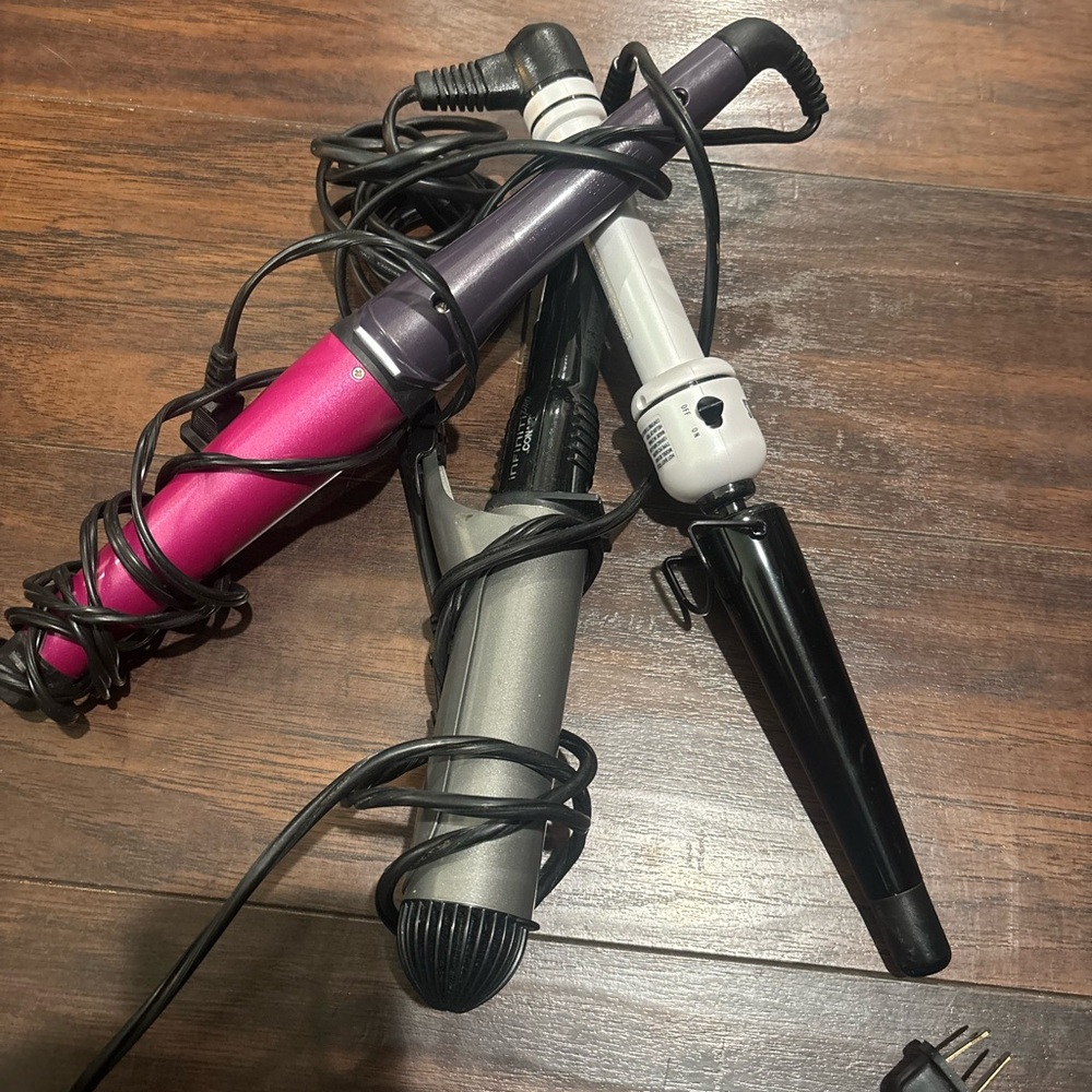 Set of Curling Irons - Pink, Purple, Silver, Black